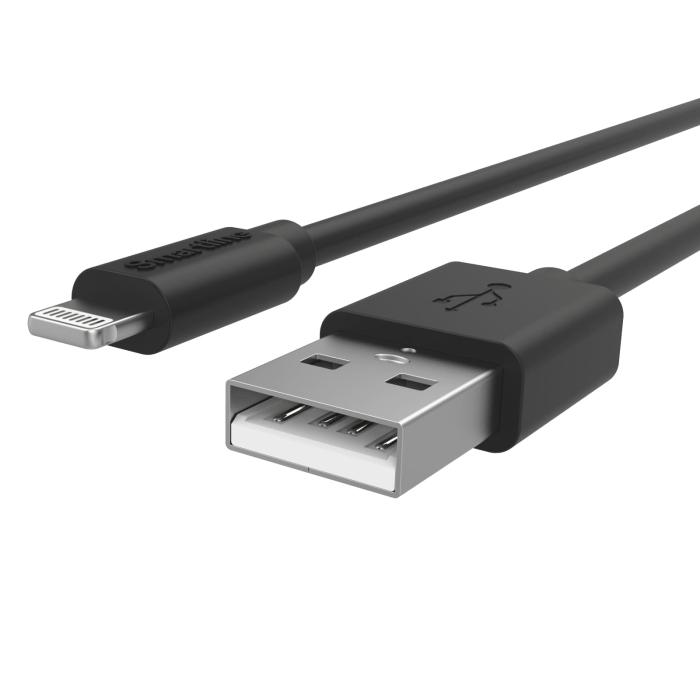 Bild 2, Smartline Smartline 3m Lightning MFi Laddningskabel Svart
