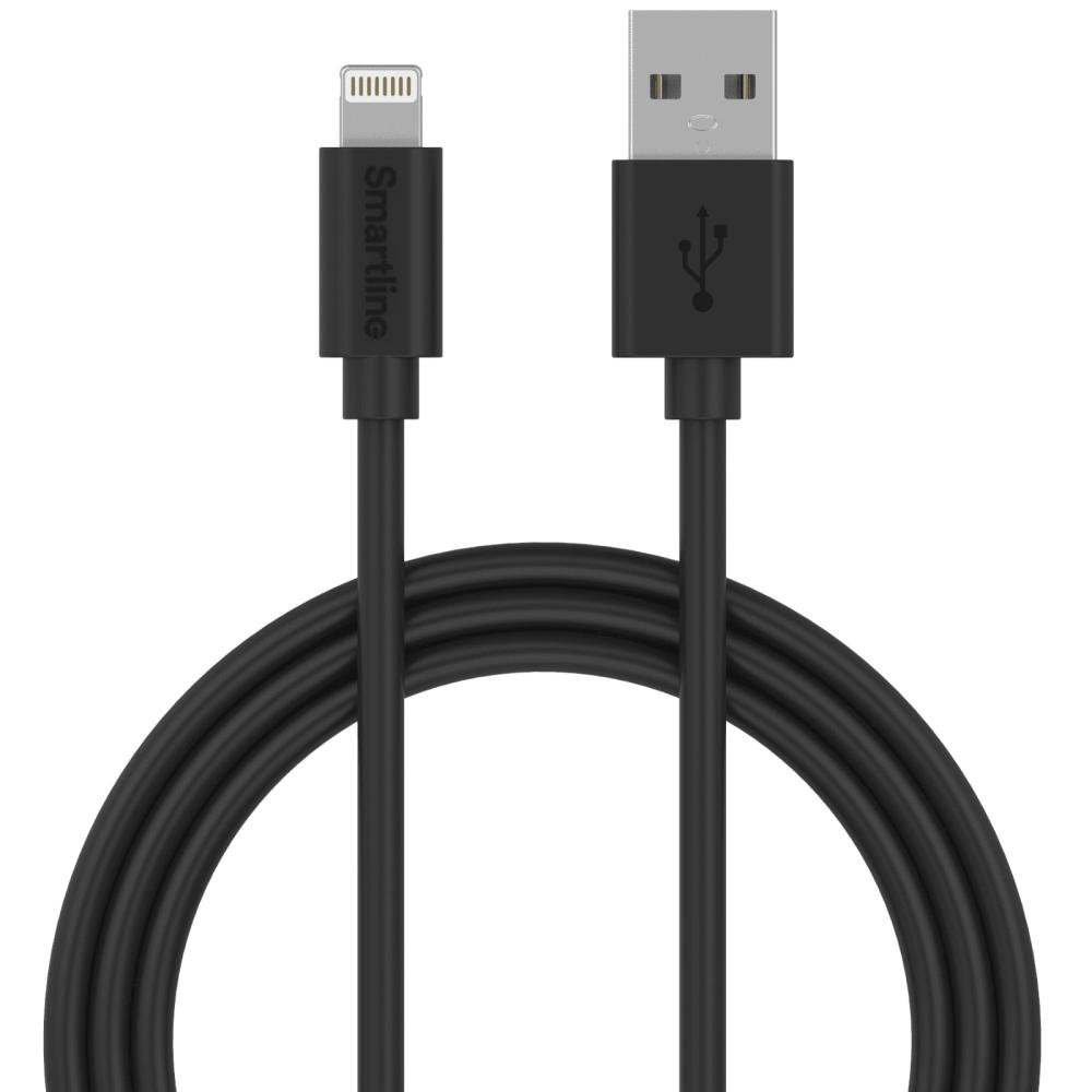 Smartline Smartline 3m Lightning MFi Laddningskabel Svart