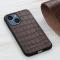  iPhone 15 Skal Krokodil Textur Läder Brun