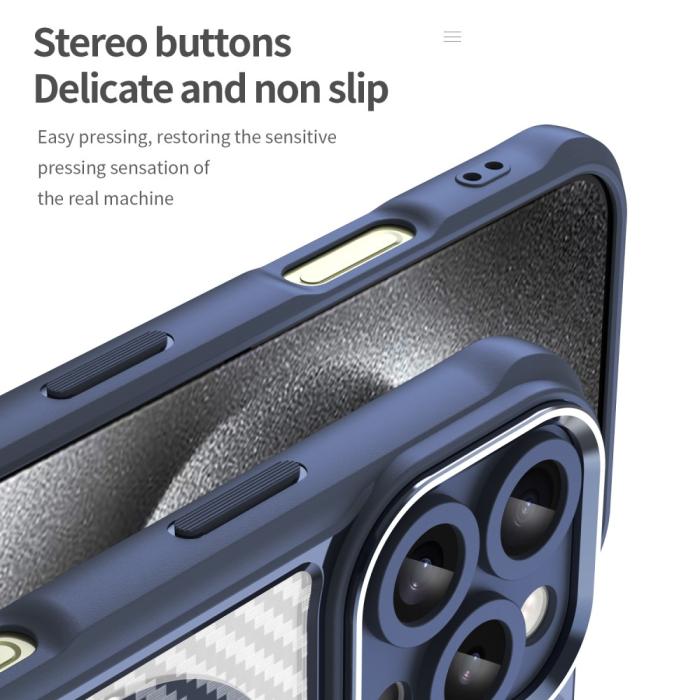 Bild 6,  iPhone 16 Pro Skal MagSafe Kolfiber Textur Blå