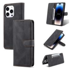 AZNS AZNS iPhone 14 Pro Fodral Skin Feel L&auml;der Svart