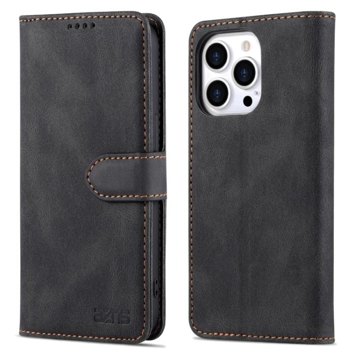 Bild 2, AZNS AZNS iPhone 14 Pro Fodral Skin Feel Läder Svart