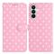  Samsung Galaxy S26 Plus Fodral Polka Dot Läder Rosa/Vit