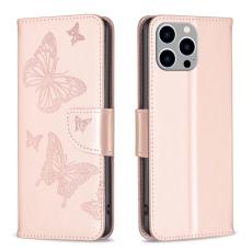  iPhone 15 Pro Max Fodral Med Fj&auml;ril Tryck Ros&eacute;guld