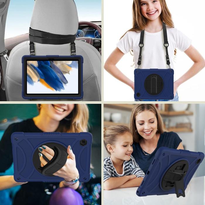 Bild 3,  Galaxy Tab A8 Skal Hybrid Shockproof Kickstand Mörk Blå