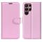  Samsung Galaxy S23 Ultra Fodral Litchi Läder Ljus Rosa