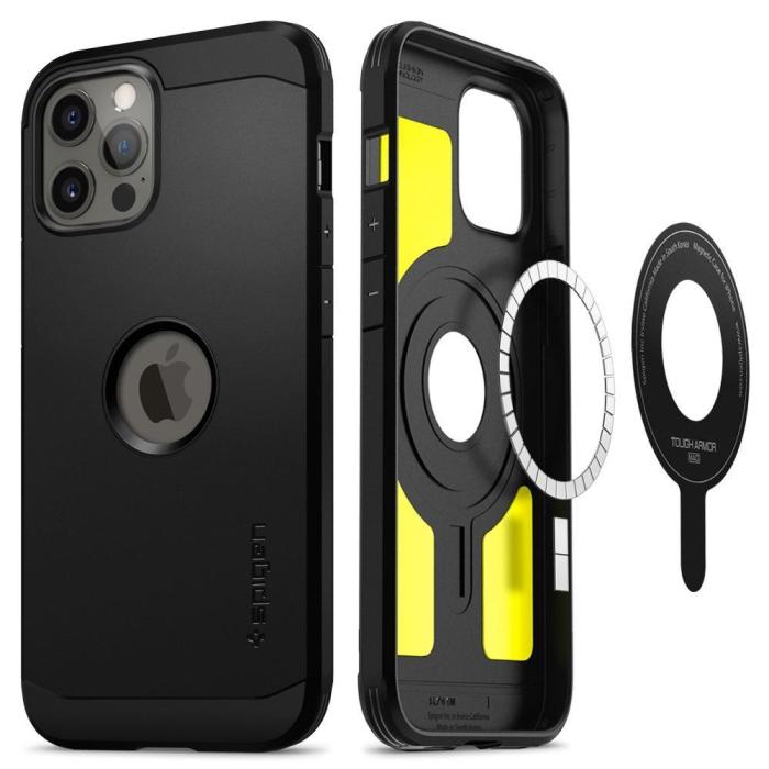 Bild 2, Spigen iPhone 12 Pro Max - Spigen MagSafe Tough Armor Skal - Svart
