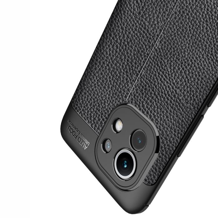 Bild 5,  Xiaomi Mi 11 - Litchi Textur Skal - Svart