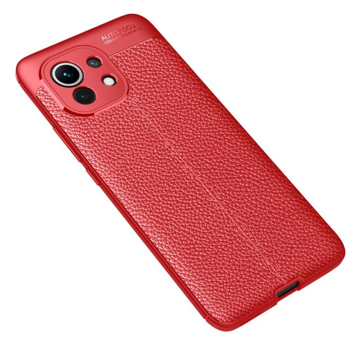 Bild 2,  Xiaomi Mi 11 - Litchi Textur Skal - Röd