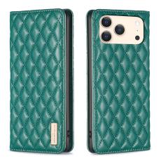 BINFEN BINFEN iPhone 17 Pro Fodral Flip Diamond L&auml;der Gr&ouml;n