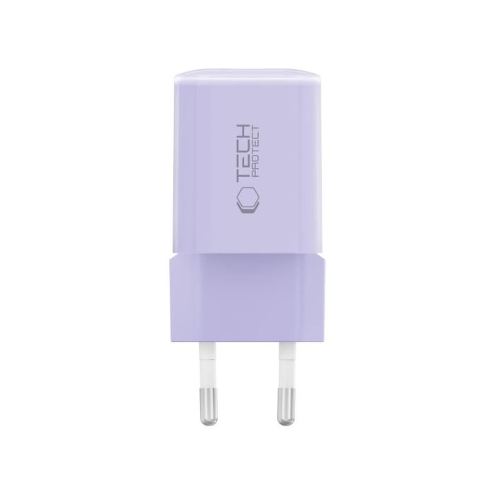 Bild 3, Tech-Protect Tech-Protect 33W Väggladdare PD QC3.0 USB-C / USB-A Baby Purple