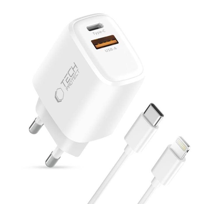 Bild 3, Tech-Protect Tech-Protect 45W Väggladdare Inkl. Lightning - USB-C Kabel Vit
