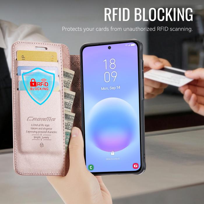 Bild 3, CASEME CASEME Samsung Galaxy A18/A17/A16/A26 Skal RFID Plånbok Roséguld