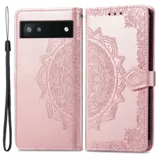  Google Pixel 6A Fodral Mandala L&auml;der Ros&eacute;guld