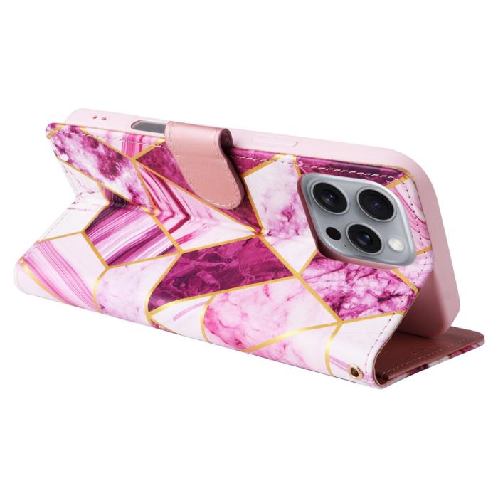 Bild 4,  iPhone 16 Pro Max Fodral Marmor Tryck Rosa
