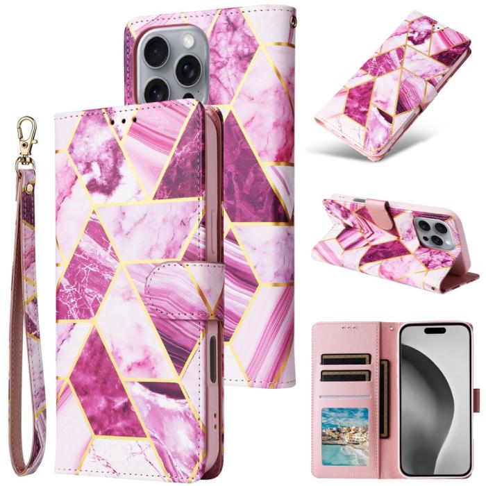 Bild 6,  iPhone 16 Pro Max Fodral Marmor Tryck Rosa