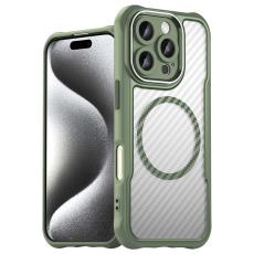  iPhone 16 Pro Skal MagSafe Kolfiber Textur Gr&ouml;n