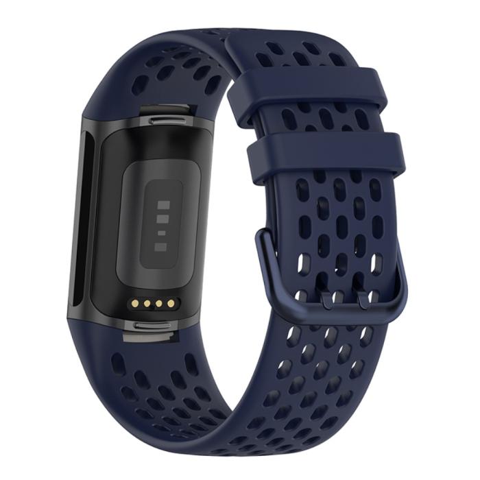 Bild 2,  Fitbit Charge 6 / 5 Armband Silikon Ihåligt Mörk Blå