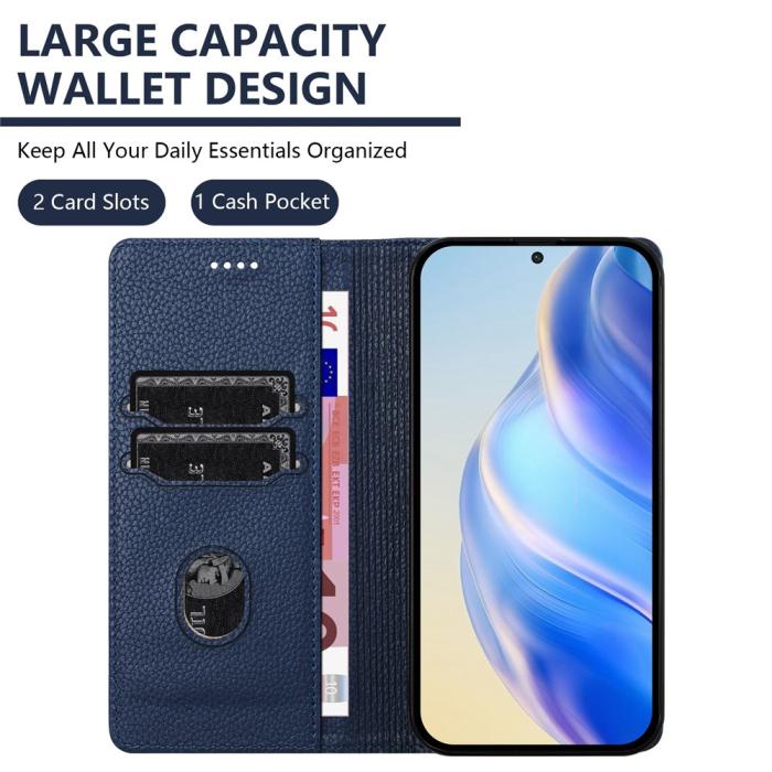Bild 6,  Google Pixel 10/10 Pro / 9/9 Pro Fodral RFID Litchi Läder Blå