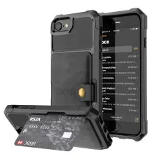 iPhone 6/6S/7/8/SE (2020/2022) - Skal Med Magnetiskt Pl&aring;nbok - Svart