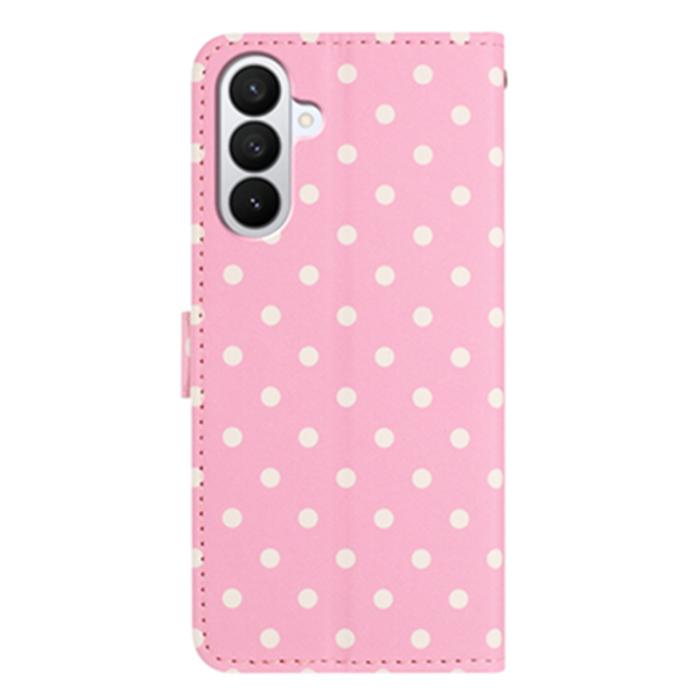 Bild 2,  Samsung Galaxy S26 Plus Fodral Polka Dot Läder Rosa/Vit