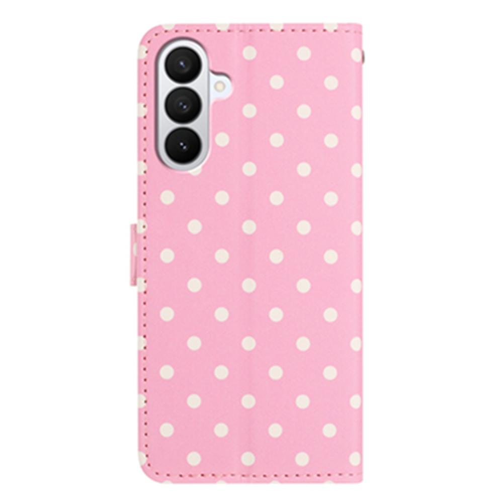  Samsung Galaxy S26 Plus Fodral Polka Dot Läder Rosa/Vit