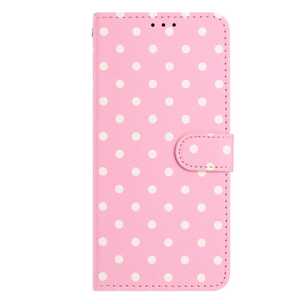  Samsung Galaxy S26 Plus Fodral Polka Dot Läder Rosa/Vit