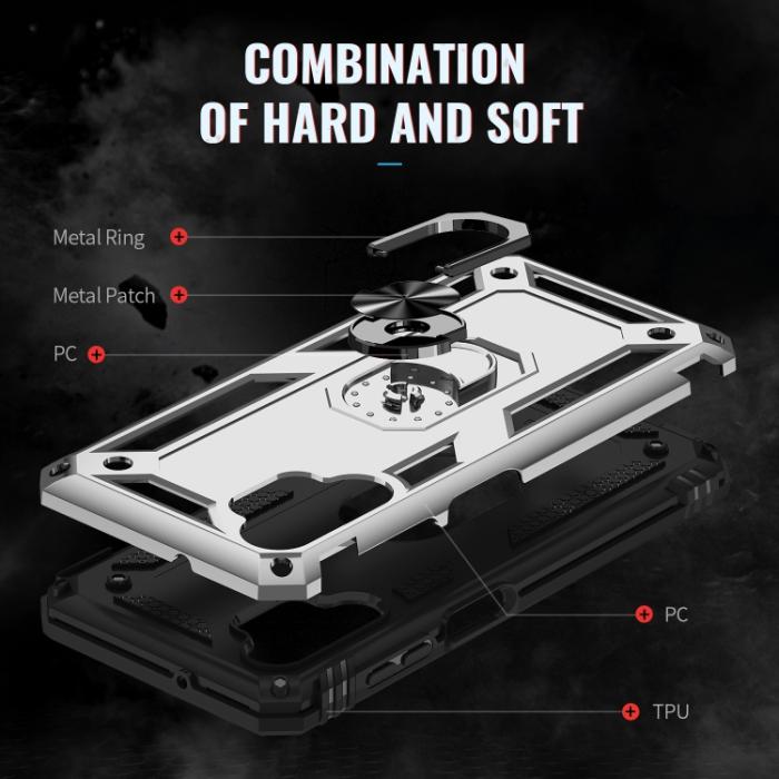 Bild 5,  Samsung Galaxy A13 4G Skal Shockproof Ring Armor Silver
