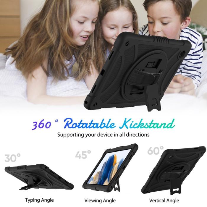 Bild 2,  Galaxy Tab A8 Skal Hybrid Shockproof Kickstand Svart