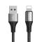 JOYROOM Joyroom 20 cm 3A Lightning Snabbladdning Nylon Kabel - Svart/Grå