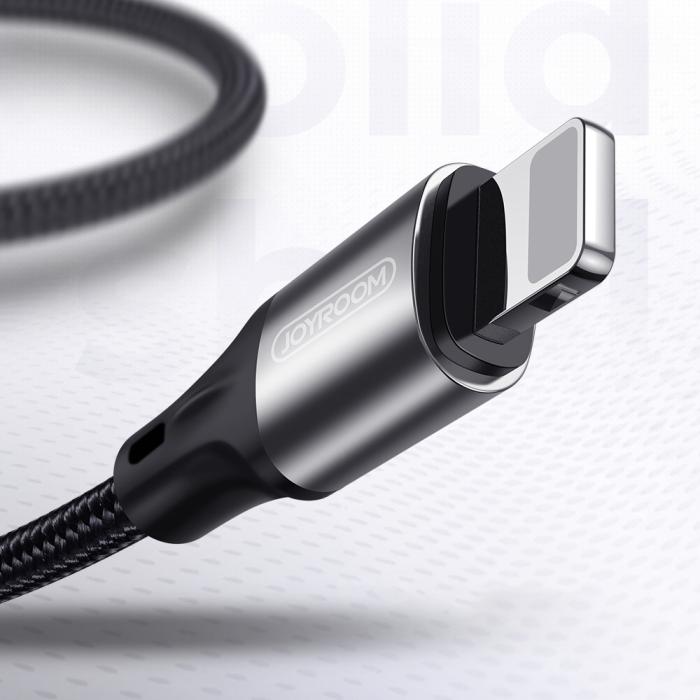 Bild 3, JOYROOM Joyroom 1m 3A Lightning Snabbladdning Nylon Kabel - Svart