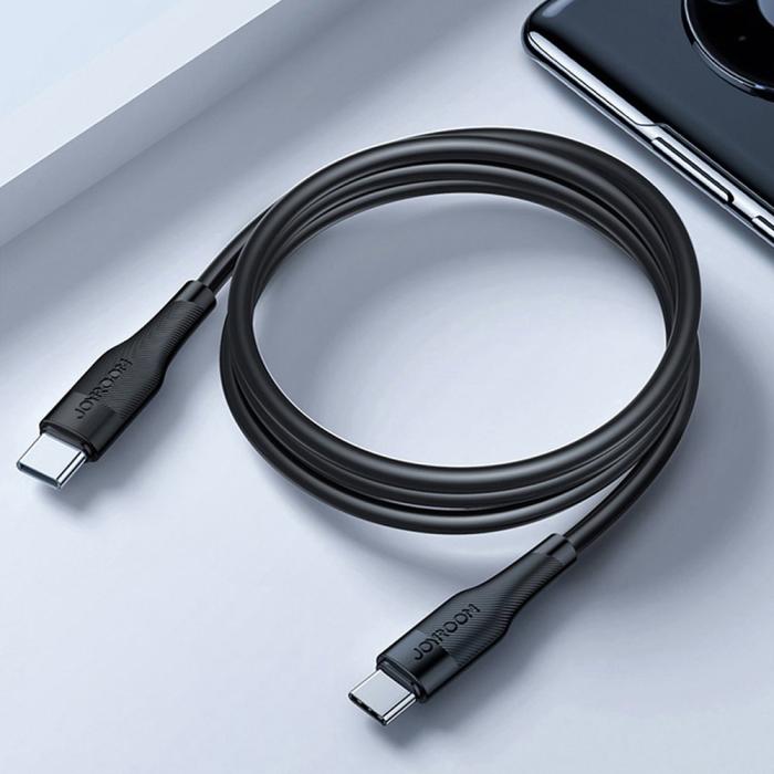 Bild 2, JOYROOM Joyroom 1.2m 60W 3A USB-C - USB-C PD Snabbladdare - Svart