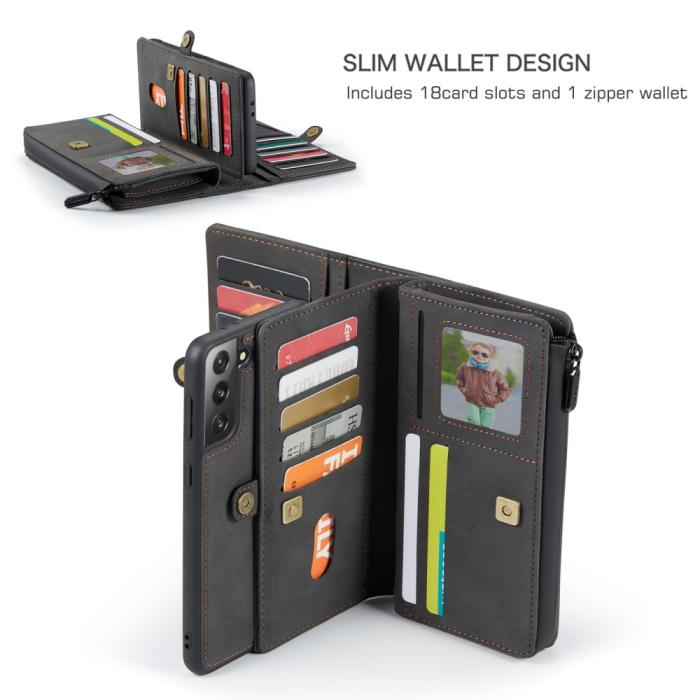 Bild 3, CASEME Samsung Galaxy S21 - CASEME 2-i-1 Multifunktionellt Läder Fodral - Svart
