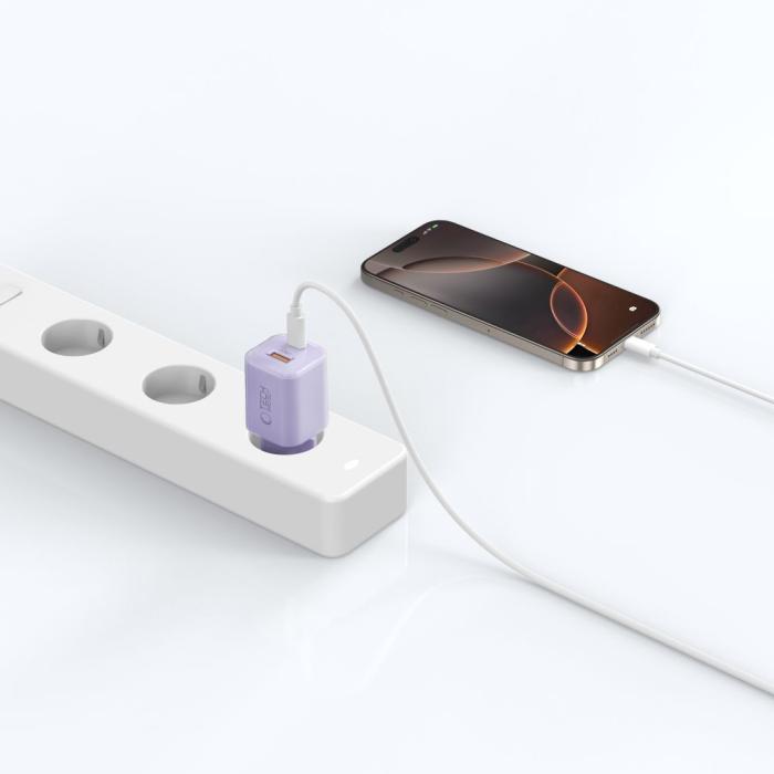 Bild 6, Tech-Protect Tech-Protect 33W Väggladdare PD QC3.0 USB-C / USB-A Baby Purple