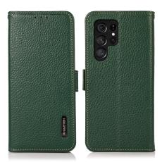 KHAZNEH KHAZNEH Galaxy S24 Ultra Fodral RFID Litchi &Auml;kta L&auml;der Gr&ouml;n