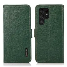KHAZNEH KHAZNEH Galaxy S24 Ultra Fodral RFID Litchi &Auml;kta L&auml;der Gr&ouml;n