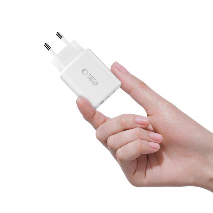 Bild 5, Tech-Protect Tech-Protect 65W Väggladdare PD QC3.0 USB-C / USB-A Vit