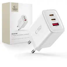 Tech-Protect Tech-Protect 65W V&auml;ggladdare PD QC3.0 USB-C / USB-A Vit