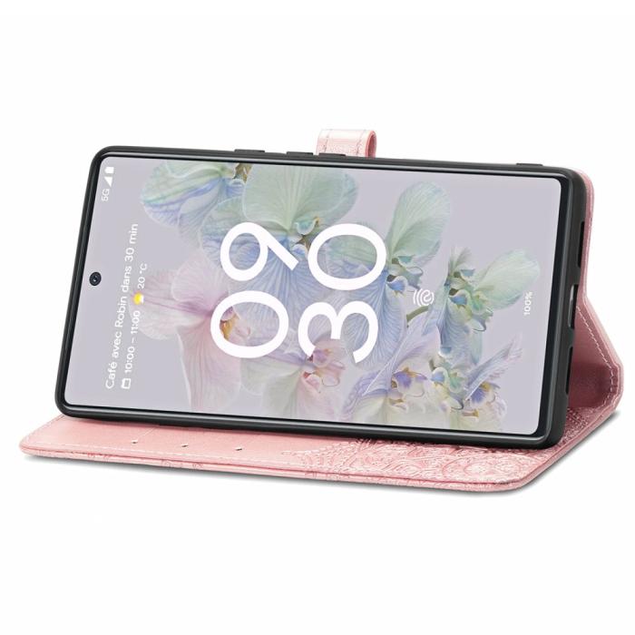 Bild 5,  Google Pixel 6A Fodral Mandala Läder Roséguld