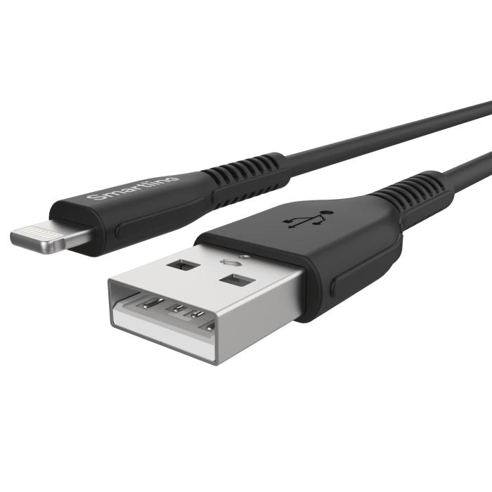 Bild 2, Smartline Smartline 2m Lightning MFi Förstärkt Laddningskabel Svart