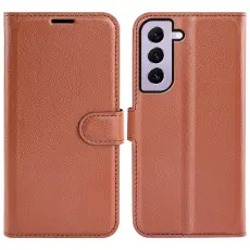  Samsung Galaxy S23 Fodral Litchi L&auml;der Brun