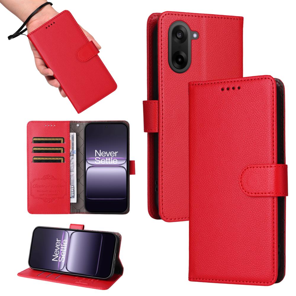  OnePlus Nord CE5 Plånboksfodral Läder Röd