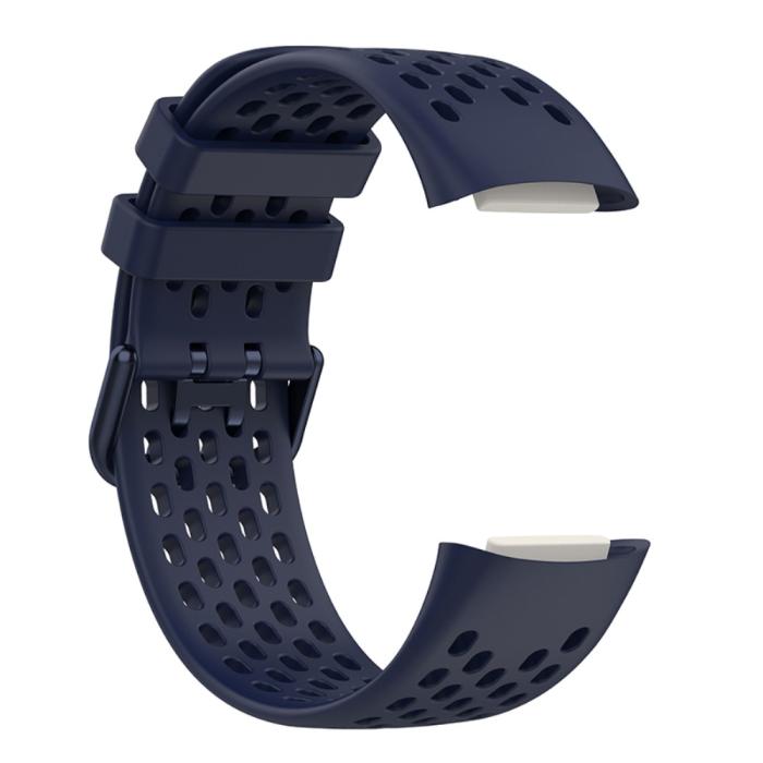 Bild 4,  Fitbit Charge 6 / 5 Armband Silikon Ihåligt Mörk Blå