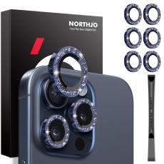 NORTHJO NORTHJO iPhone 15 Pro/Pro Max/14 Pro/Pro Max Linssskydd 2-PACK Glitter Bl&aring;