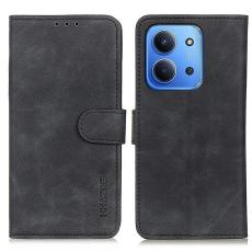 KHAZNEH KHAZNEH Xiaomi Redmi 15C Fodral Retro L&auml;der Svart