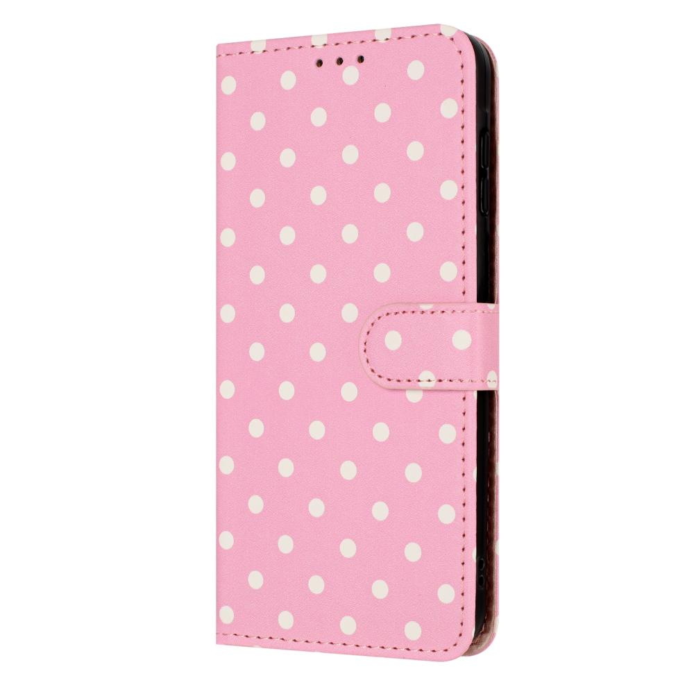  Samsung Galaxy S26 Plus Fodral Polka Dot Läder Rosa/Vit