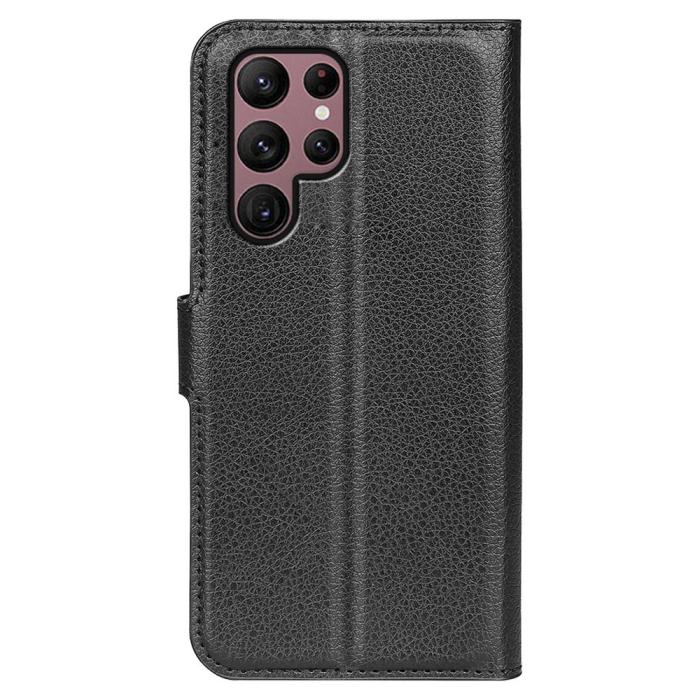 Bild 6,  Samsung Galaxy S23 Ultra Fodral Litchi Läder Svart