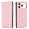 BINFEN BINFEN iPhone 17 Pro Fodral Flip Diamond Läder Rosa