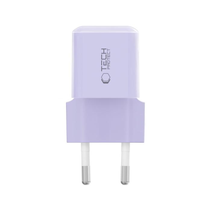 Bild 3, Tech-Protect Tech-Protect 25W PD USB-C Väggladdare Baby Purple