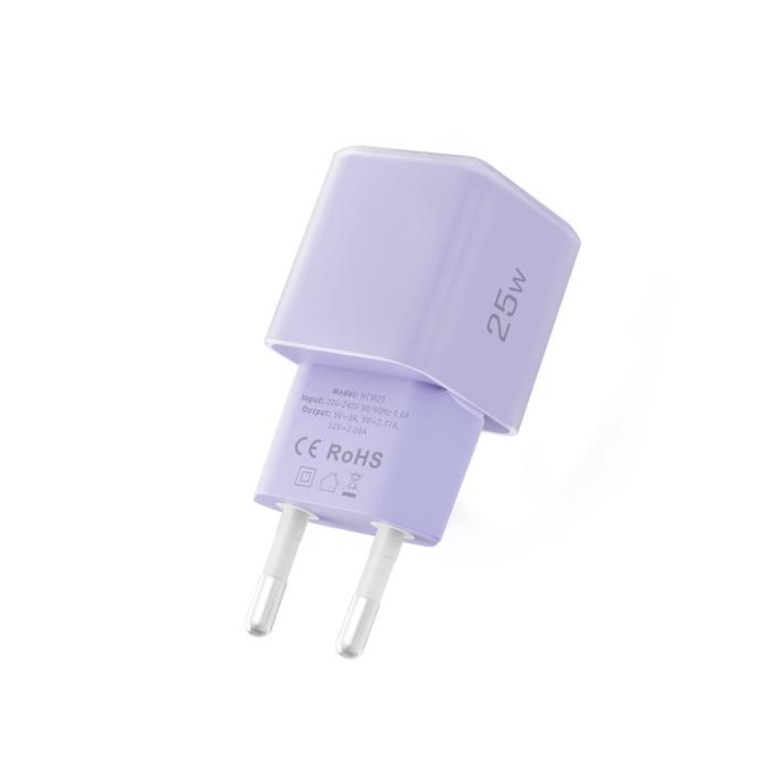 Bild 4, Tech-Protect Tech-Protect 25W PD USB-C Väggladdare Baby Purple